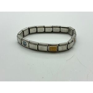 Manuel Zed Italian Charm Bracelet Stainless Steel Peace SIS E Amber